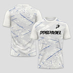 White Blue Geometric Lines – Padel T-Shirt