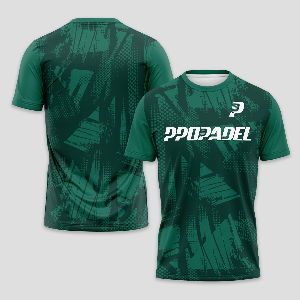 Verde Oscuro Pinceladas Abstractas – Camiseta de Pádel