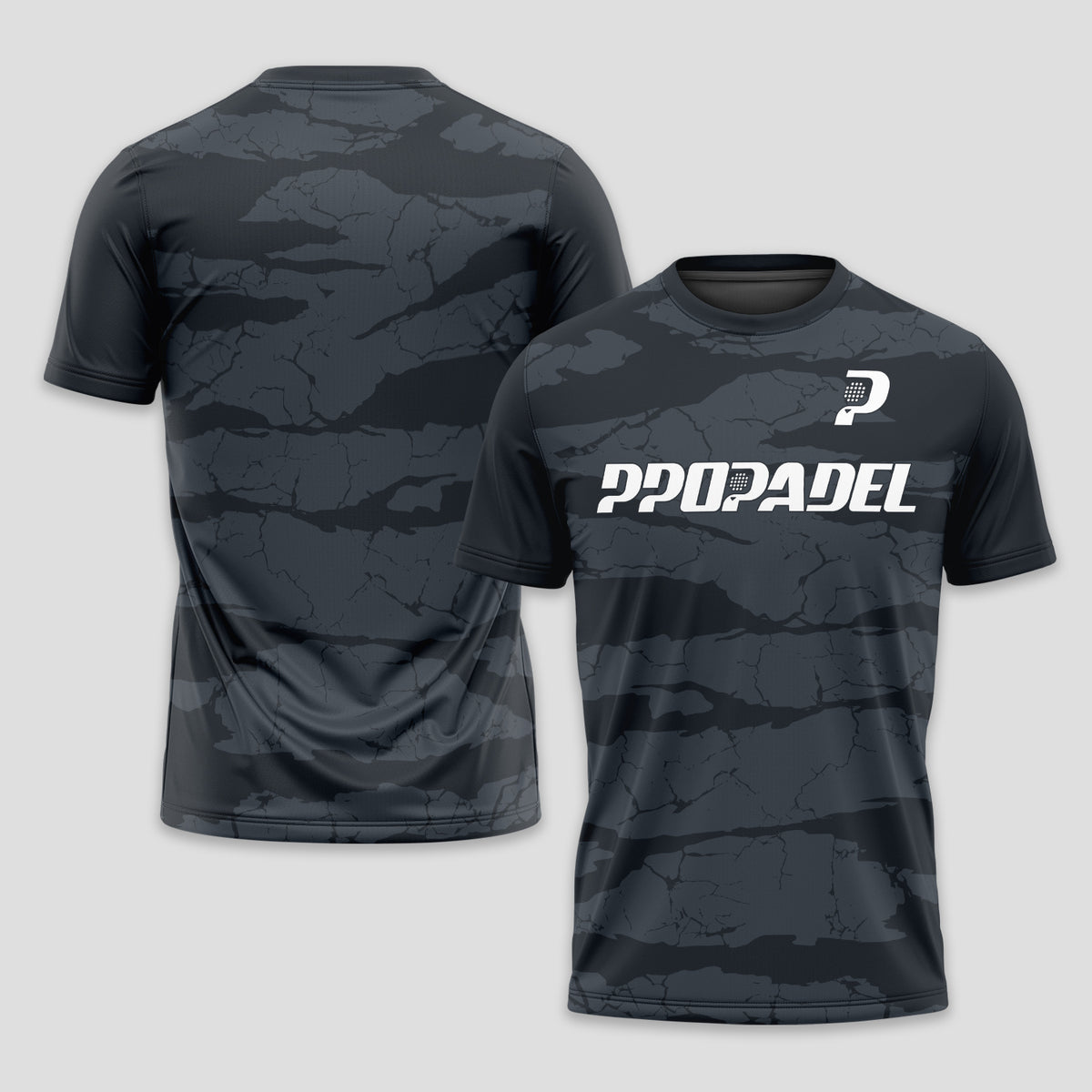 Dark Grey and Black Camouflage – Padel T-Shirt