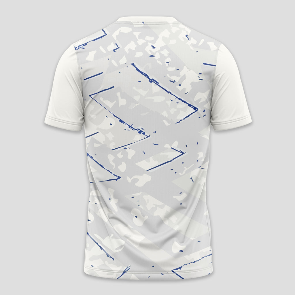 White Blue Geometric Lines – Padel T-Shirt